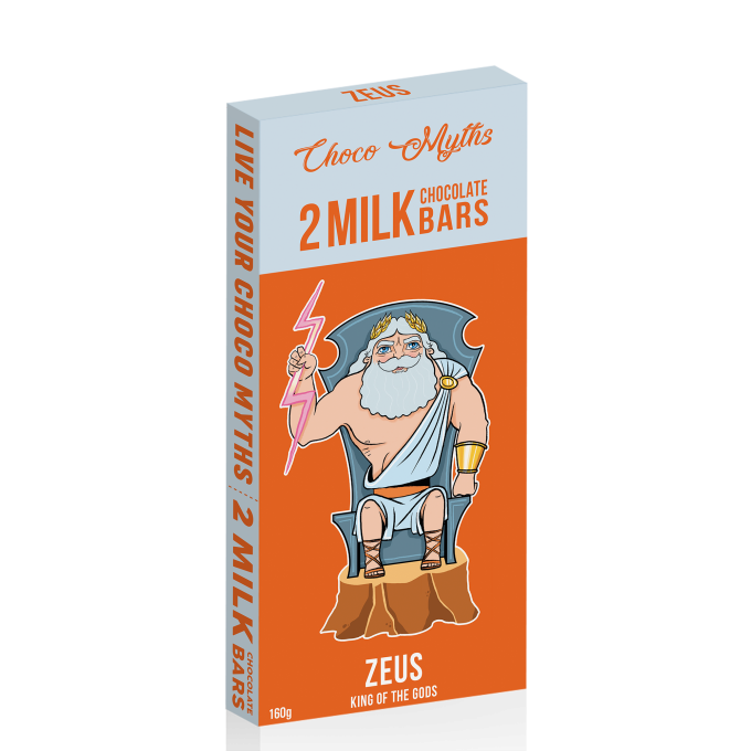 Zeus milk chocolate duo bars 2x80g