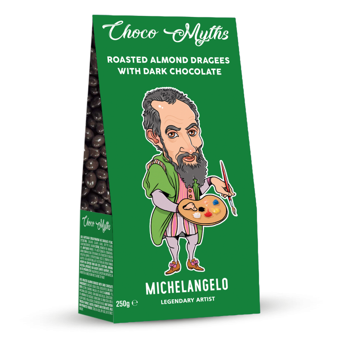 Michelangelo roasted almond dragees with dark chocolate 250g